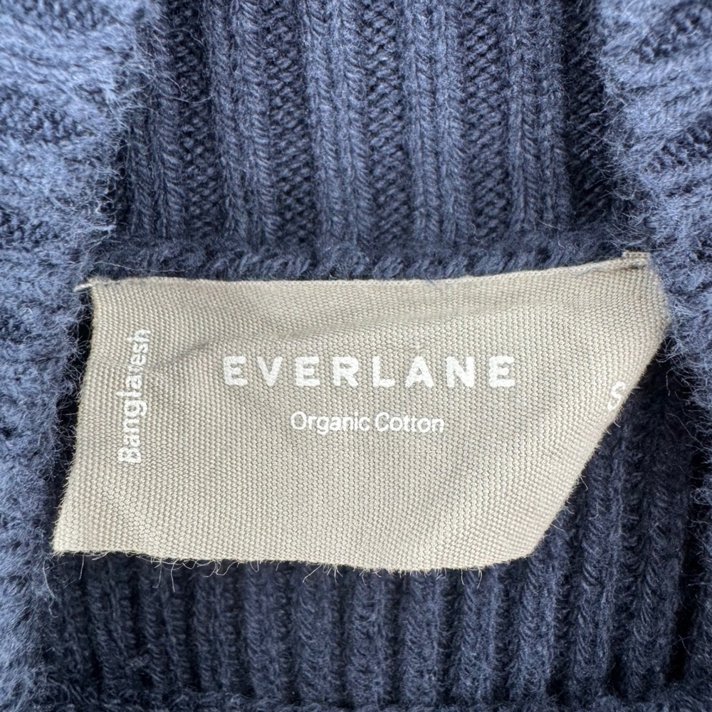 Everlane Organic Cotton Ribbed Mock Neck Sweater Navy Blue Small F-SWTR-TTY-RIB - Picture 3 of 6